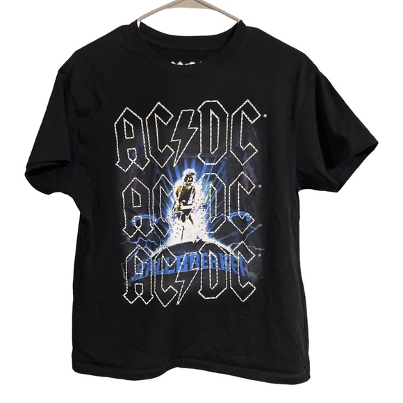 Tops - AC/DC Embellished Black Graphic Print Band Tee Size: Medium